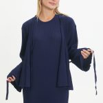 kuşaklı merserize triko elbise takım