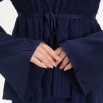 kuşaklı merserize triko elbise takım