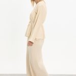 kuşaklı merserize triko elbise takım