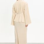 kuşaklı merserize triko elbise takım