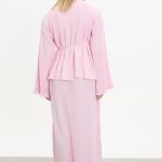 kuşaklı merserize triko elbise takım