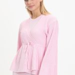 kuşaklı merserize triko elbise takım