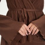 kuşaklı merserize triko elbise takım