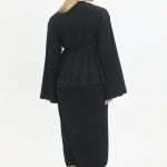 kuşaklı merserize triko elbise takım