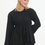 kuşaklı merserize triko elbise takım