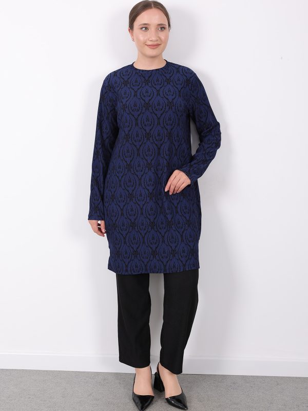 rahat kalıp günlük desenli karin bürümcük tunik