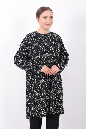 rahat kalıp günlük desenli karin bürümcük tunik