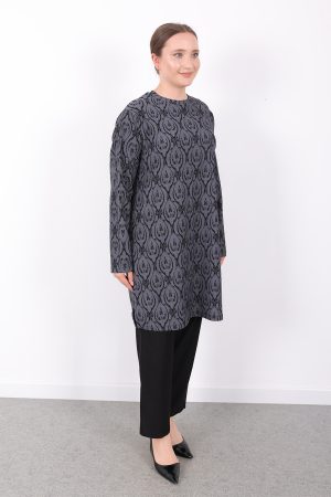 rahat kalıp günlük desenli karin bürümcük tunik