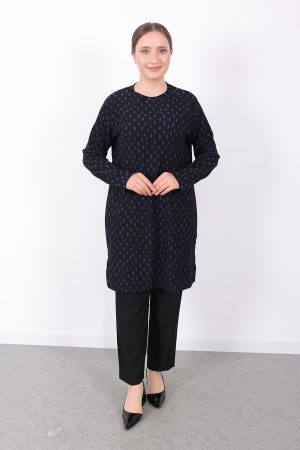 rahat kalıp günlük desenli karin bürümcük tunik