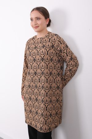 rahat kalıp günlük desenli karin bürümcük tunik