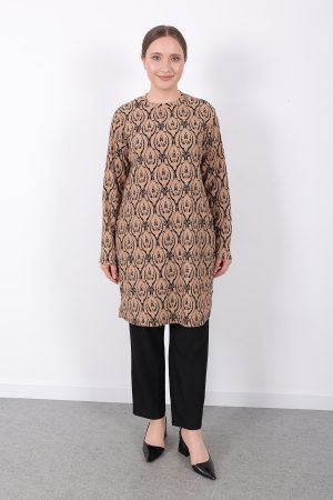 rahat kalıp günlük desenli karin bürümcük tunik