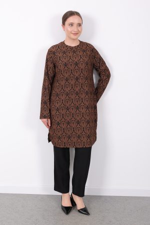 rahat kalıp günlük desenli karin bürümcük tunik