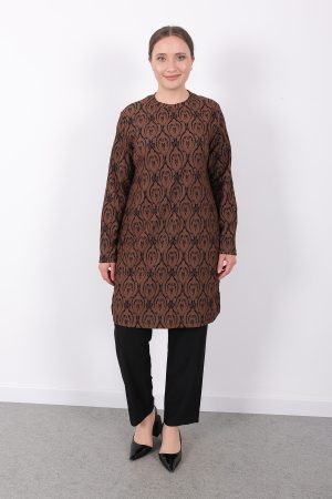 rahat kalıp günlük desenli karin bürümcük tunik