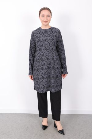 rahat kalıp günlük desenli karin bürümcük tunik