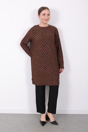 rahat kalıp günlük desenli karin bürümcük tunik