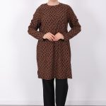 rahat kalıp günlük desenli karin bürümcük tunik