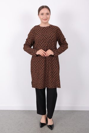 rahat kalıp günlük desenli karin bürümcük tunik