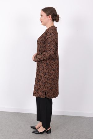 rahat kalıp günlük desenli karin bürümcük tunik