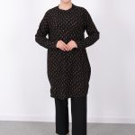 rahat kalıp günlük desenli karin bürümcük tunik