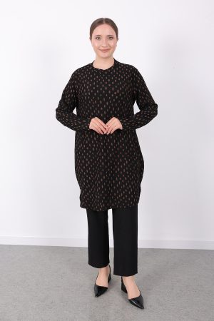 rahat kalıp günlük desenli karin bürümcük tunik