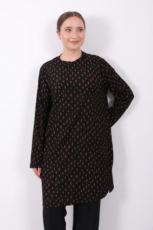 rahat kalıp günlük desenli karin bürümcük tunik