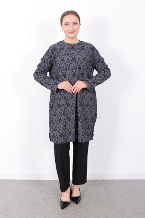 rahat kalıp günlük desenli karin bürümcük tunik