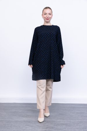 rahat kalıp günlük desenli karin bürümcük tunik