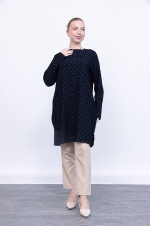 rahat kalıp günlük desenli karin bürümcük tunik