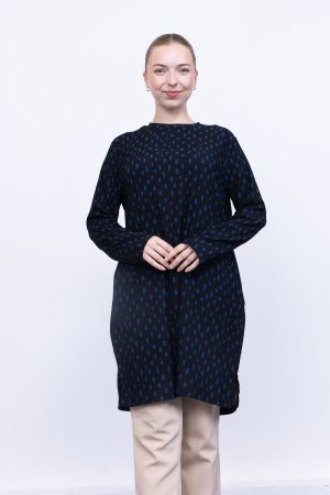 rahat kalıp günlük desenli karin bürümcük tunik