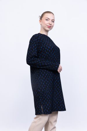 rahat kalıp günlük desenli karin bürümcük tunik