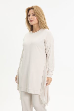 yanı Şifonlu kristal tunik