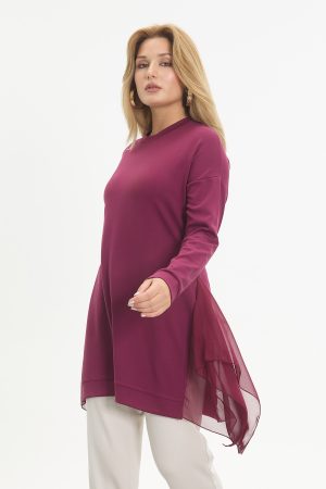 yanı Şifonlu kristal tunik