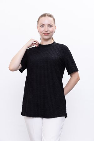 yazlık günlük rahat kalıp kısa kollu bürümcük bluz tişört