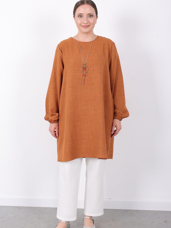 yazlık kadın tunik günlük İnce sofia keten kolyeli tunik