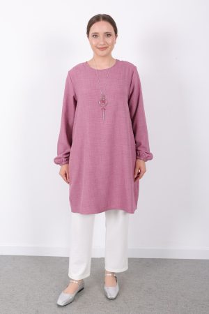 yazlık kadın tunik günlük İnce sofia keten kolyeli tunik