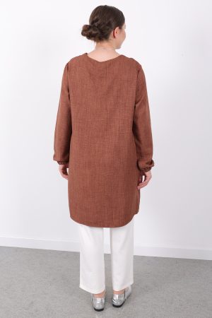 yazlık kadın tunik günlük İnce sofia keten kolyeli tunik