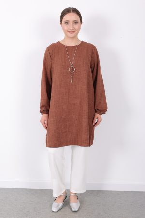 yazlık kadın tunik günlük İnce sofia keten kolyeli tunik