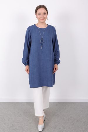 yazlık kadın tunik günlük İnce sofia keten kolyeli tunik