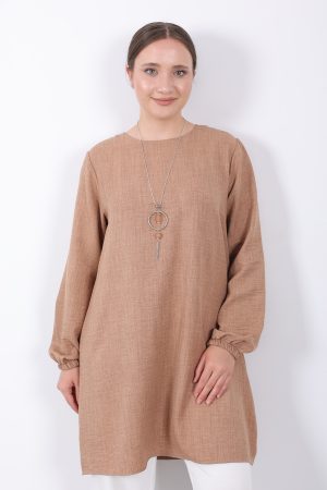 yazlık kadın tunik günlük İnce sofia keten kolyeli tunik