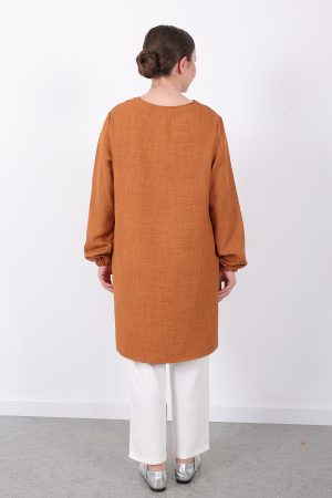 yazlık kadın tunik günlük İnce sofia keten kolyeli tunik