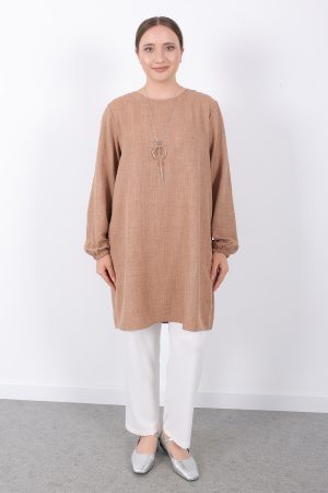 yazlık kadın tunik günlük İnce sofia keten kolyeli tunik