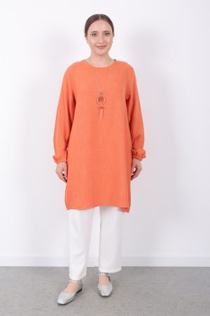 yazlık kadın tunik günlük İnce sofia keten kolyeli tunik