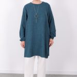 yazlık kadın tunik günlük İnce sofia keten kolyeli tunik