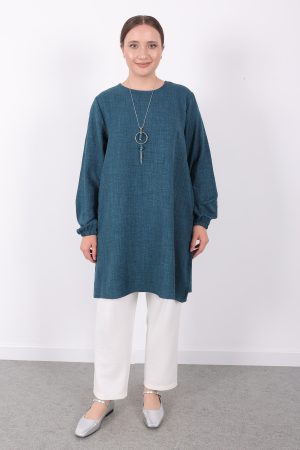 yazlık kadın tunik günlük İnce sofia keten kolyeli tunik