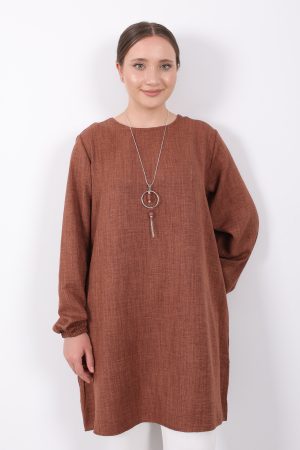 yazlık kadın tunik günlük İnce sofia keten kolyeli tunik