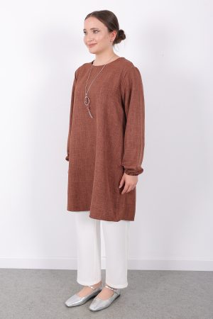 yazlık kadın tunik günlük İnce sofia keten kolyeli tunik