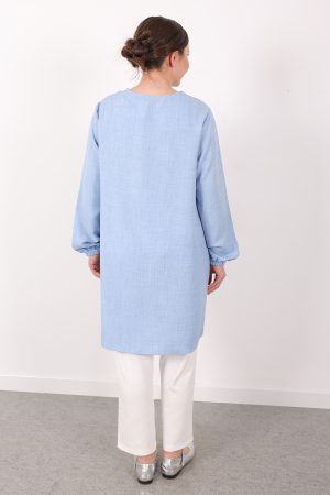 yazlık kadın tunik günlük İnce sofia keten kolyeli tunik