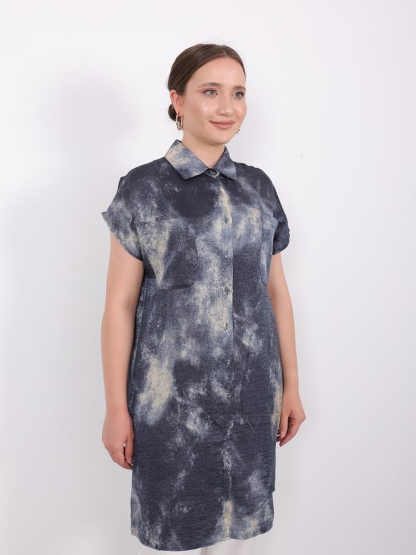 yazlık Şık cepli kolsuz düğmeli parlak kumaş gömlek elbise tunik yelek