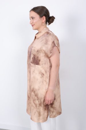 yazlık Şık cepli kolsuz düğmeli parlak kumaş gömlek elbise tunik yelek