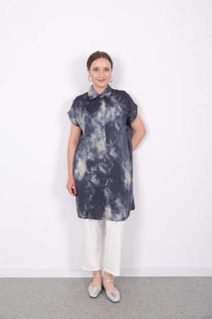 yazlık Şık cepli kolsuz düğmeli parlak kumaş gömlek elbise tunik yelek